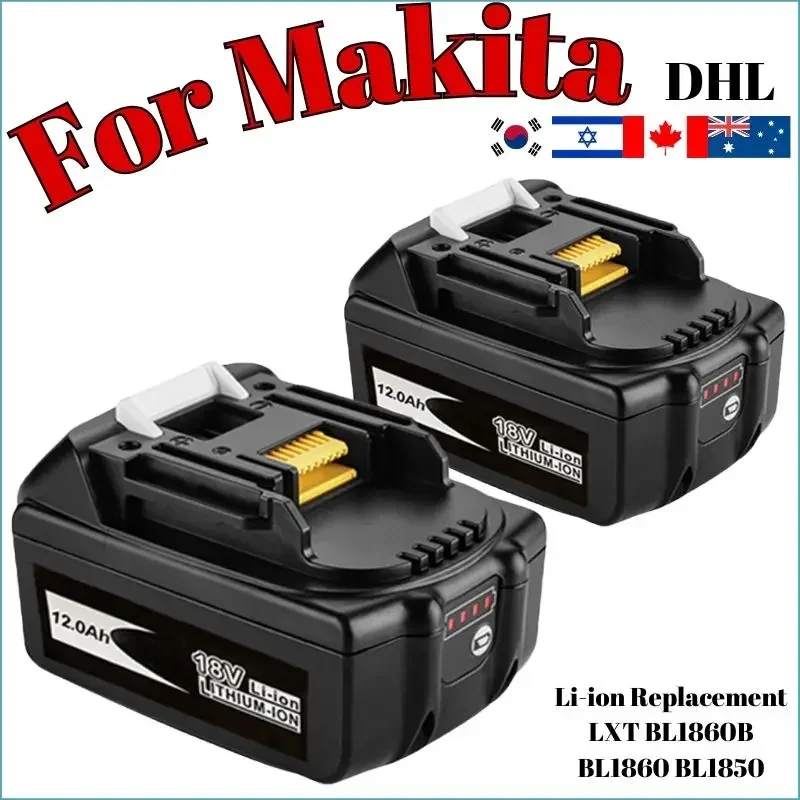 

For Makita Rechargeable Power Tool Battery Replaceable LED Lithium-ion, 12.0 Ah 18V LXT BL1860B BL1860BL1850 BL1830