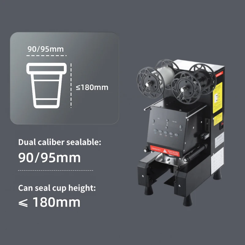 Fully Automatic Sealing Machine for Paper and Plastic Cups Commercial 90/95 Caliber Bubble Milk Tea Beverage Sealing Machine