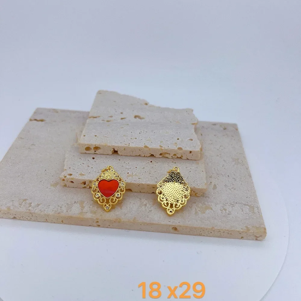 Gothic 3Pcs Jewelry Accessorie for Diy Bracelet Necklace Earrings Jewelry Making Red Heart Pendant Angel Wings Palm Love Parts