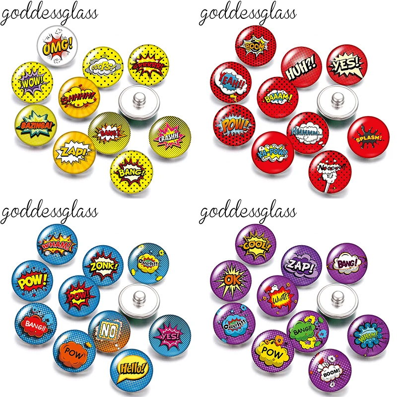 

Современные комиксы POP ART Bang/ Pow/Boom 10 шт. круглые кнопки для фото 12 мм/18 мм для ожерелья с застежкой 12 мм/18 мм DIY фурнитура ювелирные изделия