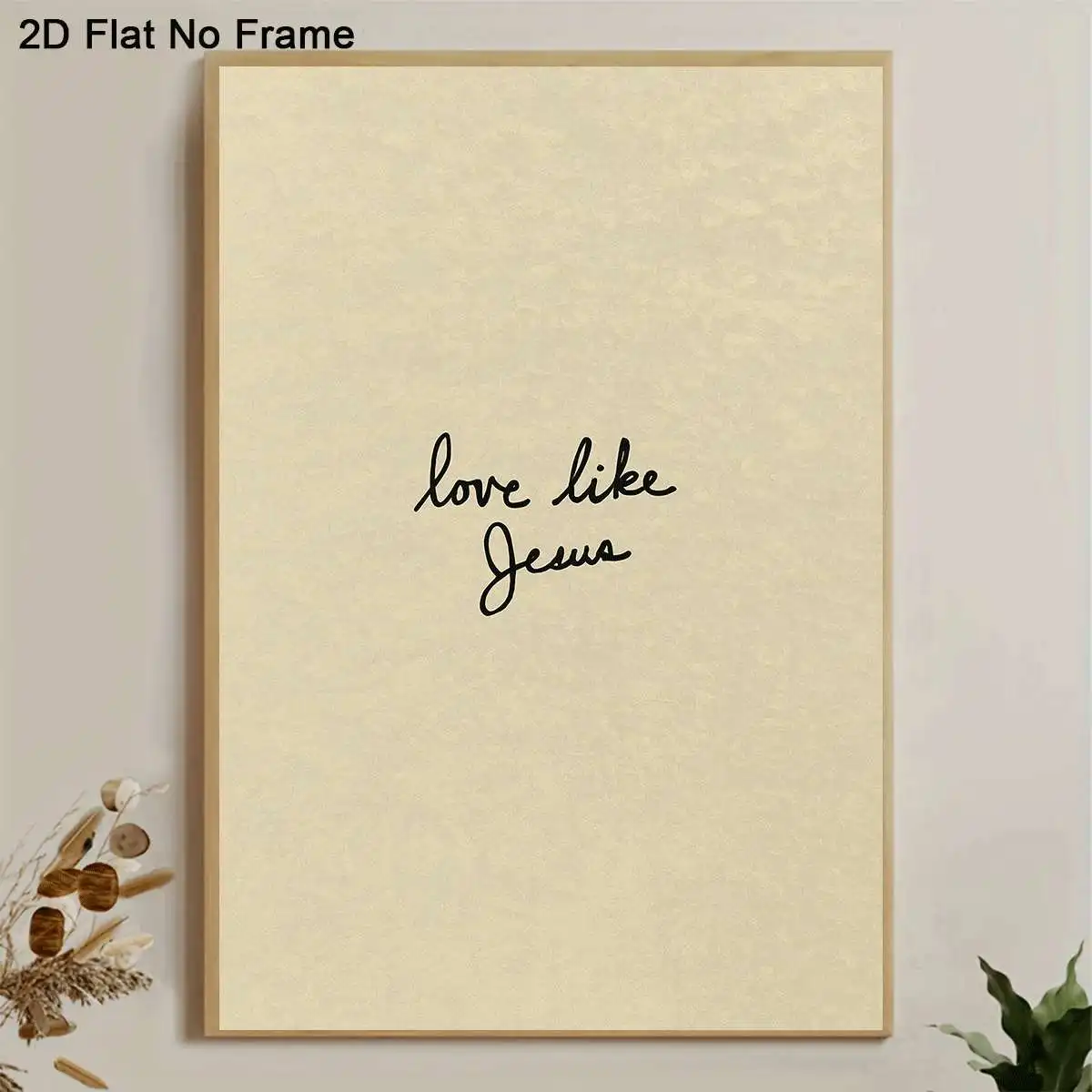 2D Flat, 1pc Vertical Frameless Canvas Poster - Minimalist Love Quote Wall Art with Beige Background & Cursive Script, Modern