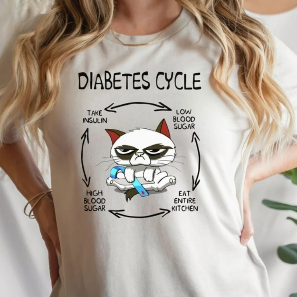 

Diabetes Cycle Shirt, Funny Cat Diabetes Cycle Shirt Funny Insulin Shirt Funny Diabetic Gift Tee Women Clothing Aesthetic Tops