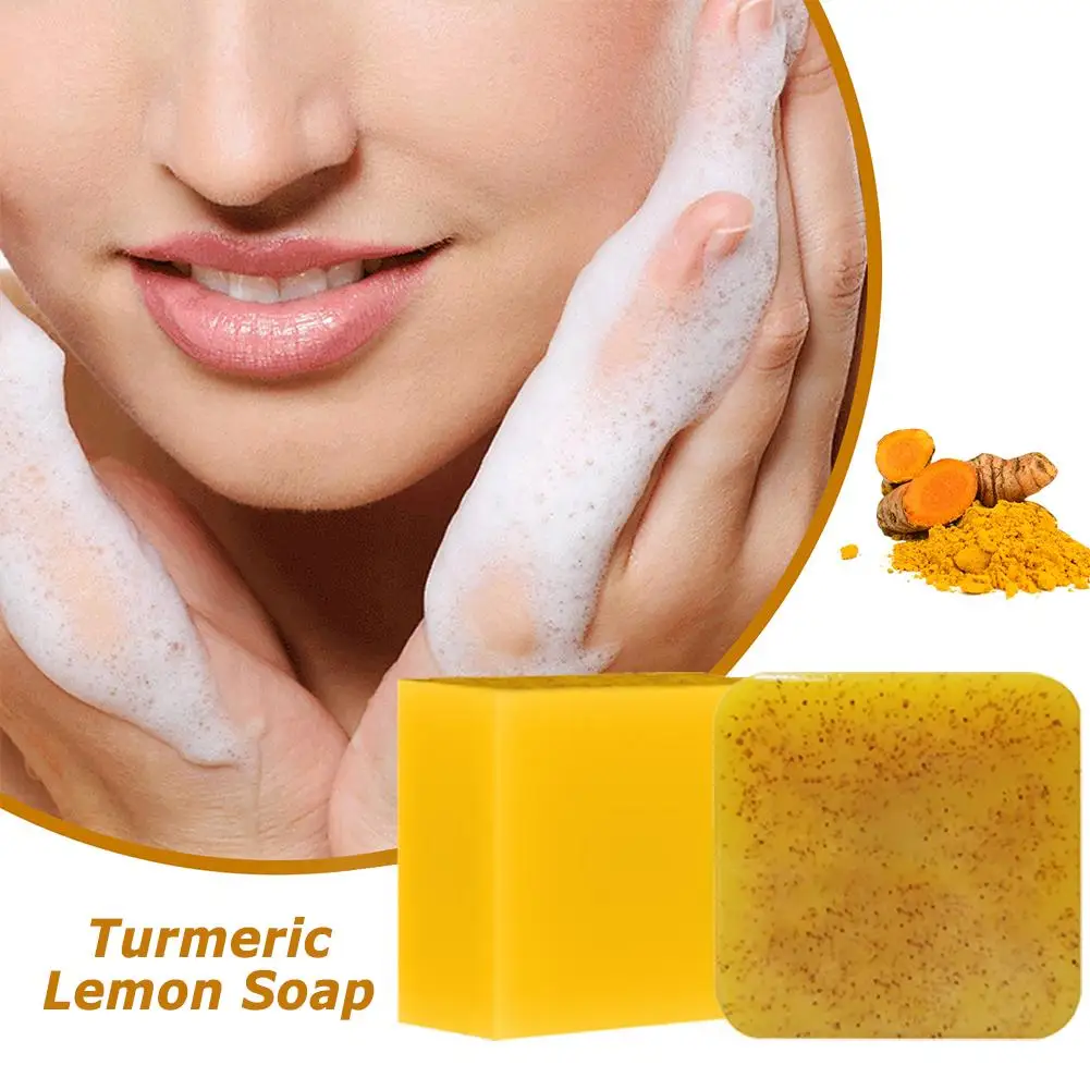 

Turmeric Lemon Soap Face Deep Cleaning Anti Acne Dark Spot Ginger Handmade Whitening Moisturizing Soap For Body 2024 New W5p7