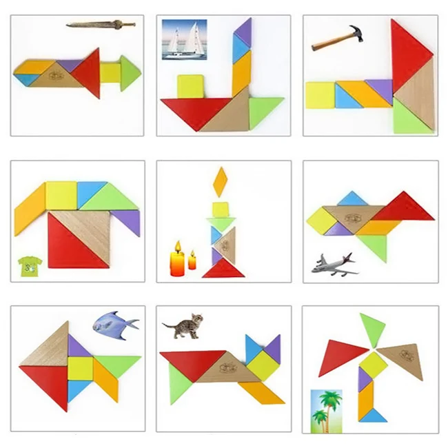 

Wooden Tangram Jigsaw Puzzle Creative Block Children Puzzle Educational Wooden Tangram Puzzles Early