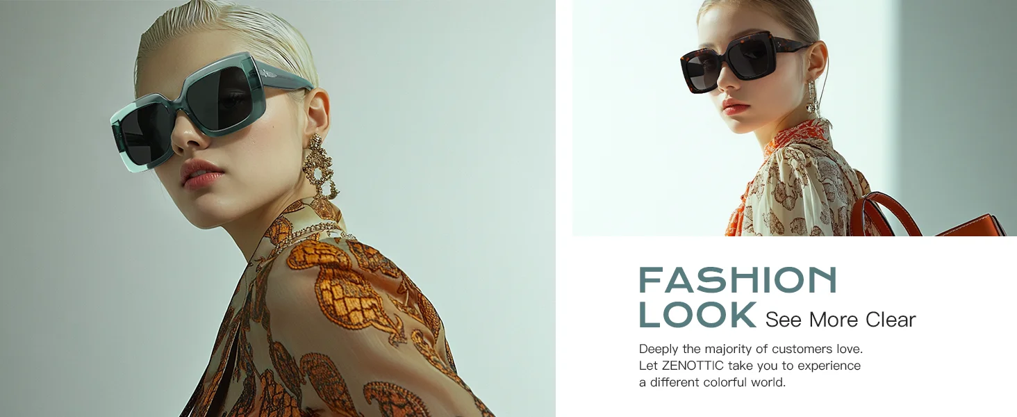 ZENOTTIC Neuheiten Frauen Große Rechteck Polarisierte Sonnenbrille UV400 Schutz Acetat Quadrat Sonnenbrille Mode Schatten – Detail 2