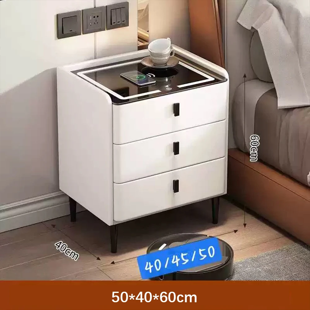 Multifunctional Modern Smart Bedside Table Three-Drawer Apartment Bedroom Wireless Charging Bluetooth Speaker