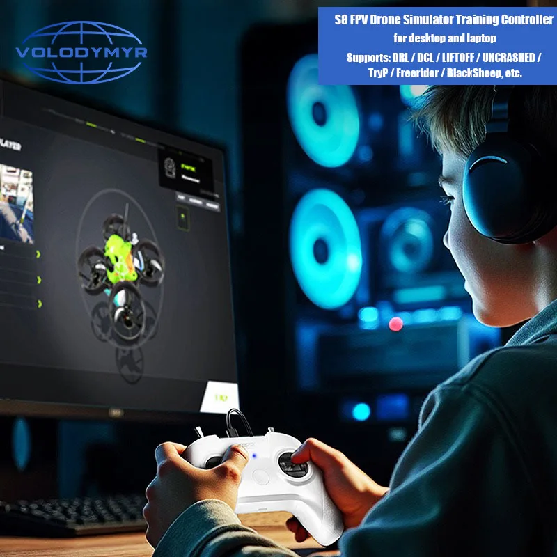 

VOLODYMYR S8 Simulator for Steam Crossing Machine Training Software DJI Drone Simulator Training Remote Control Accessories