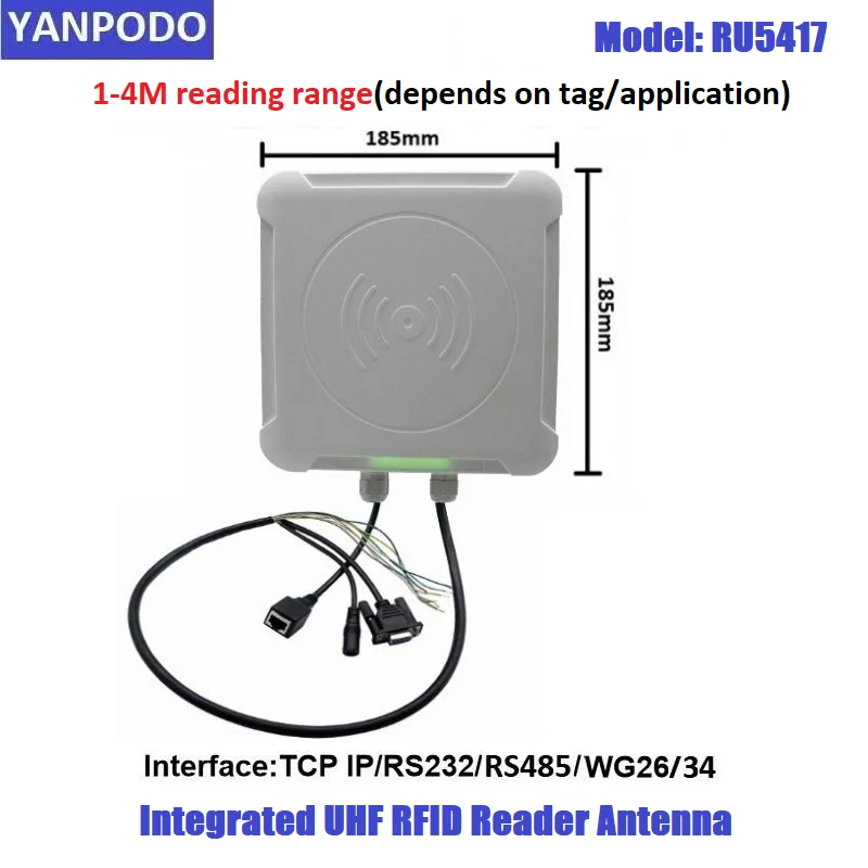 7dbi Circulaire UHF RFID Geïntegreerde Lezer 1-4 Meter USB/RS232/TCP/Weigand RFID Module Lezer Antenne voor Toegangscontrole Parkeren