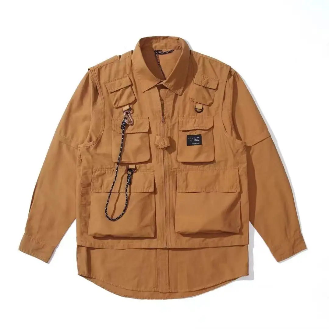 Japanese Retro Detachable Multifunctional Outdoor Three in One Windproof and Waterproof  Long Sleeved Shirt Men's Jacket