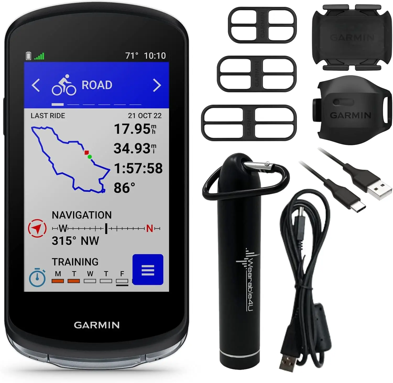 1040 GPS Bike Computer, On and Off-Road, Spot-On Accuracy with Speed and Cadence Sensors and E-Bank Bundle