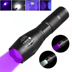 UV Led Flashilight 365nm white Fluorescent Blacklight flash Lamp Torch Zoom for Pet Stains Agent Detection money Checker