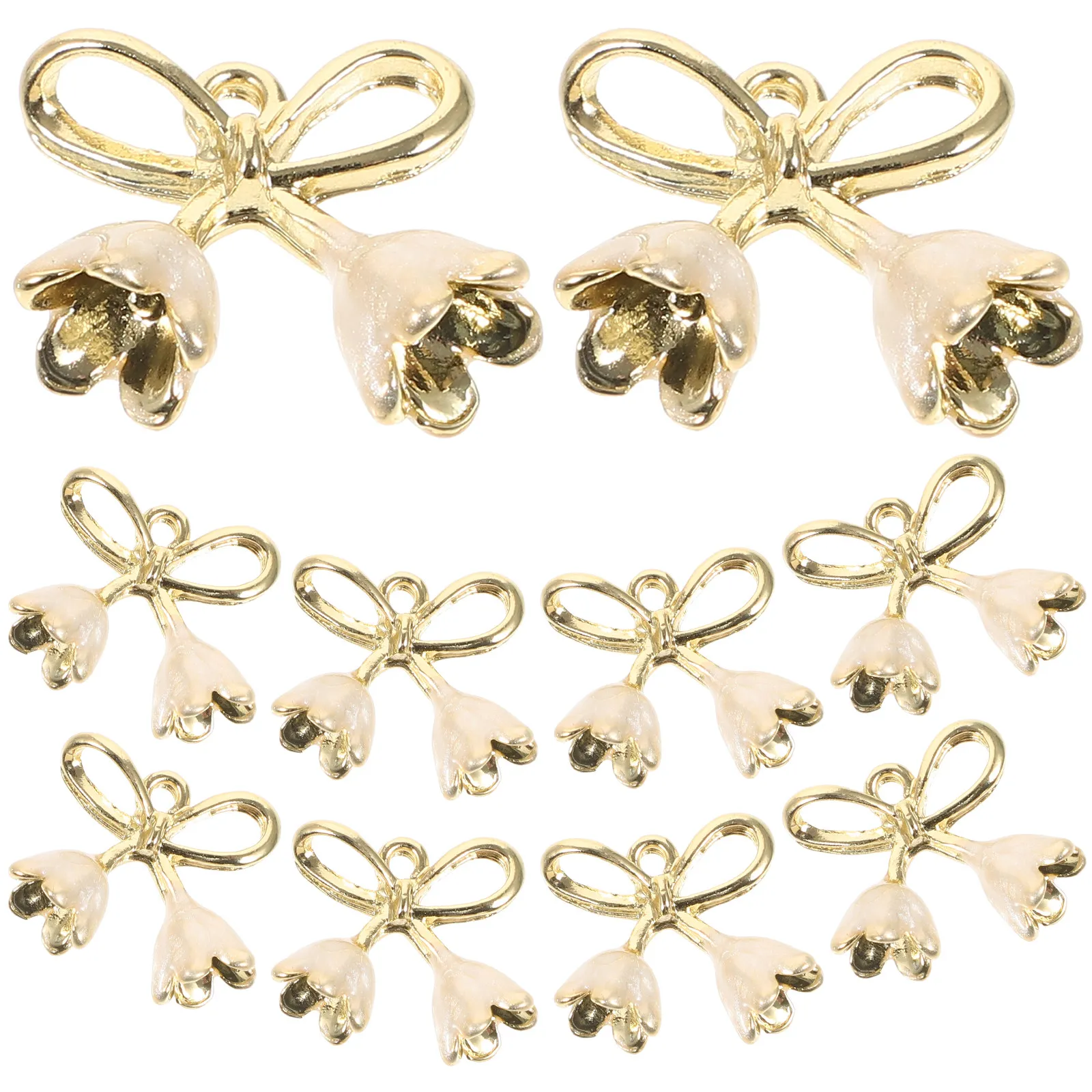 

10Pcs Flower Jewelry Charms Lily of The Valley Metal Small Pendants for DIY Necklace Bracelet Earring Making Craft Supplies