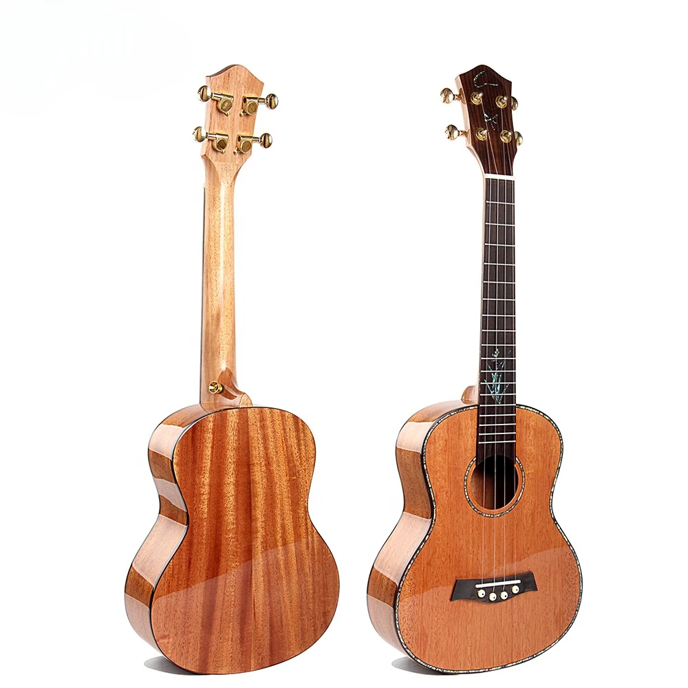 

High Grade Tenor 26 Inch Solid Mahogany Body Rosewood Fingerboard With Colorful Abalone Inlay Flame Electric Ukulele With Strap