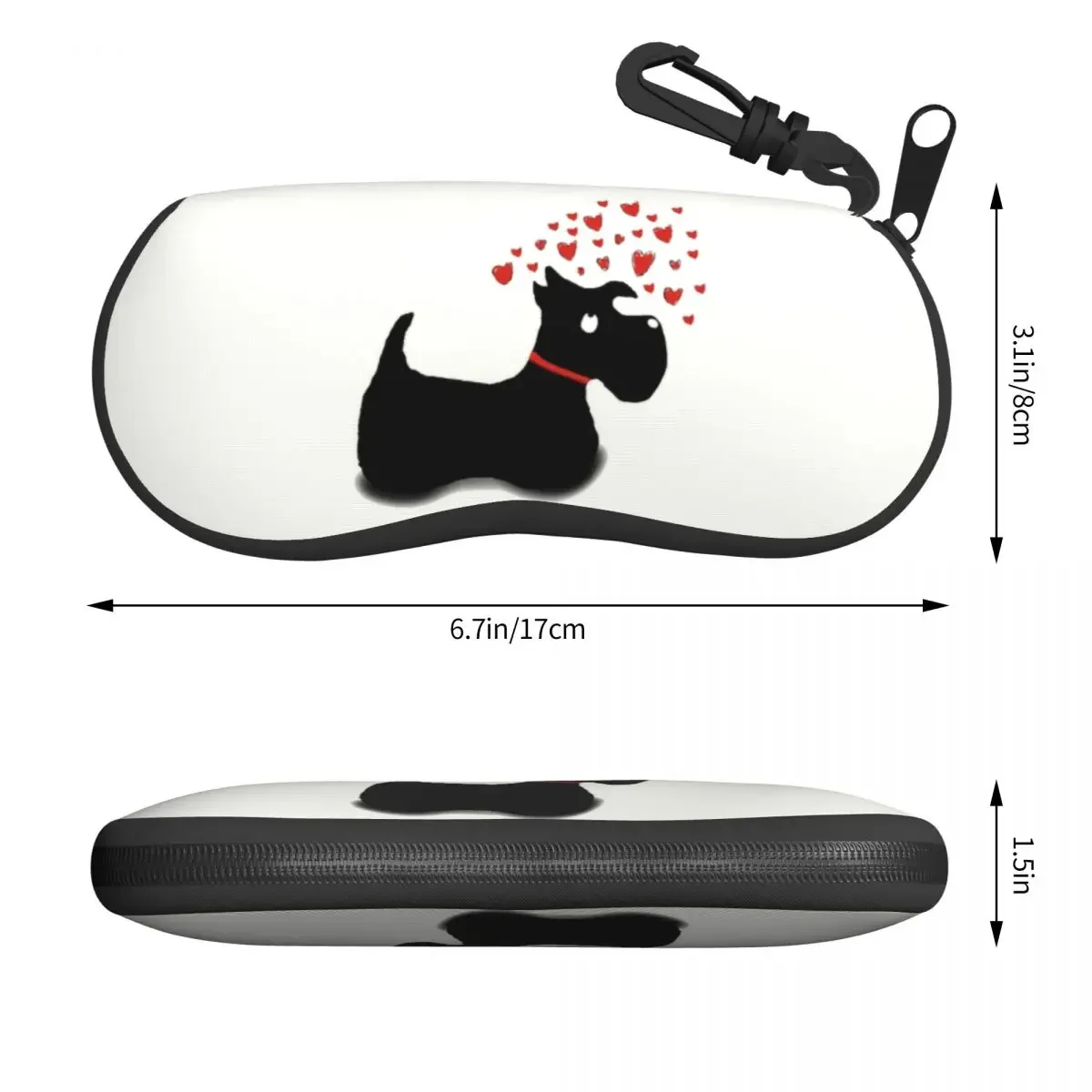 Scottie Dog Love Hearts Eyeglass Glasses Case Men Women Soft Cute Scottish Terrier Sunglasses Protective Box