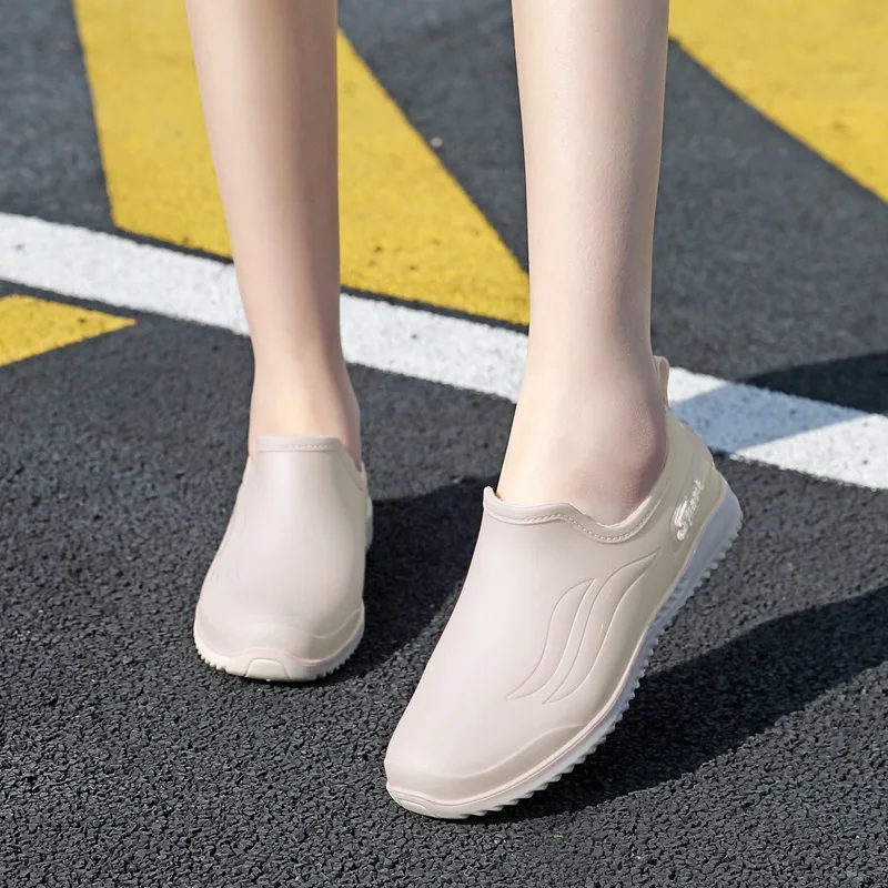 2023 Women Shallow Rain Shoes Waterproof Female Wellies Shoes Anti-slip Kitchen Water Shoes Garden Shoes