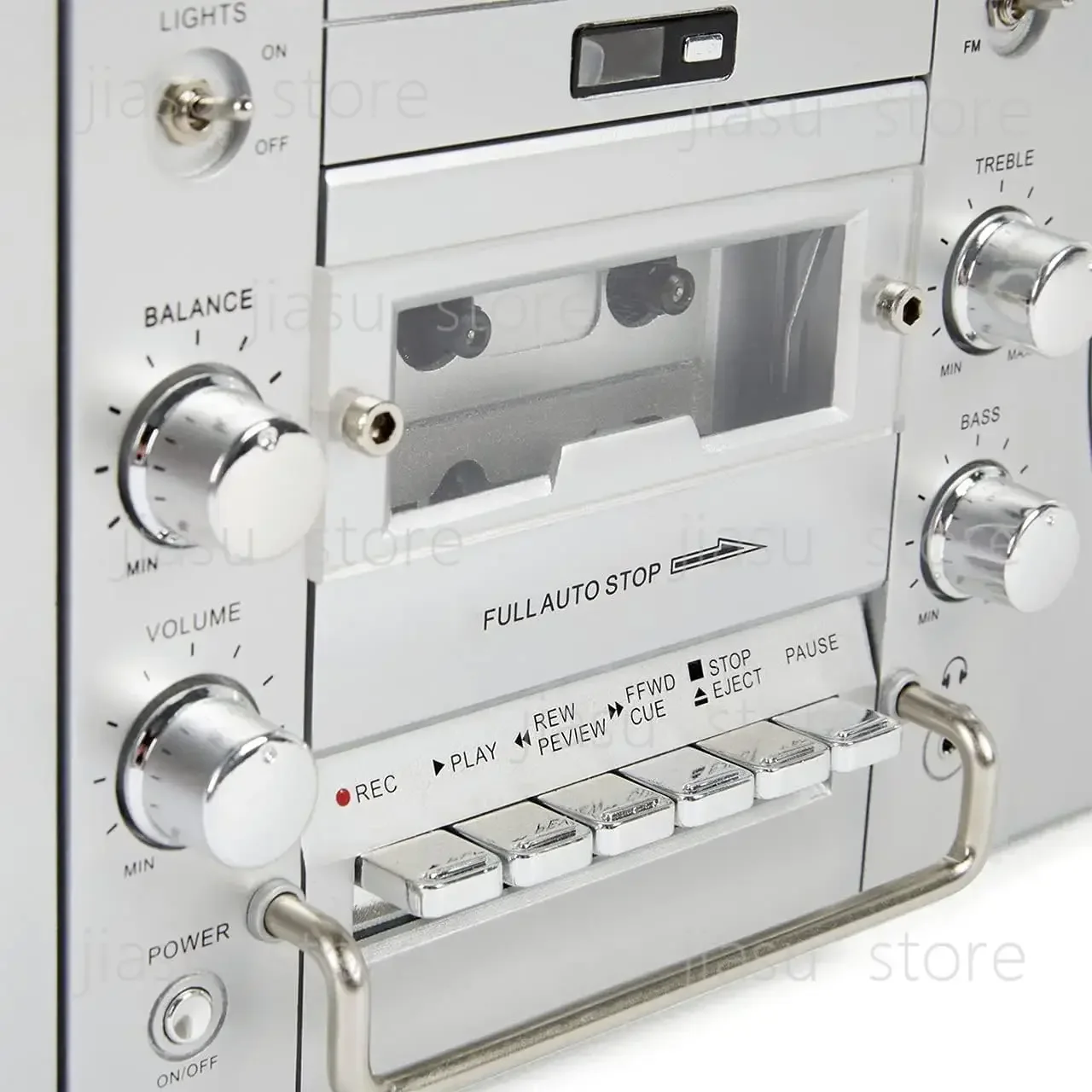 Brooklyn Wireless Bluetooth Speaker - Silver 1980S-Style Portable Boombox - CD Player, Cassette Player, FM Radio, USB view 4