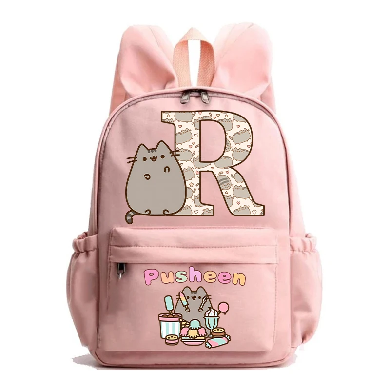 Nowy plecak szkolny Pusheen dla dziewczynek Kawaii Cartoon nadrukowane litery tornister plecak dla dzieci o dużej pojemności przybory szkolne dla