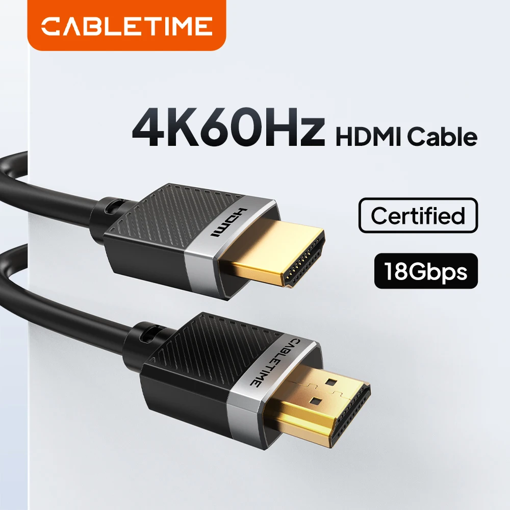 

Кабель HDMI CABLETIME 4K 60 Гц, высокоскоростной, HDMI 2.0, с позолоченными разъемами, для Xiaomi Mi Box, PS4, 4K 1080P