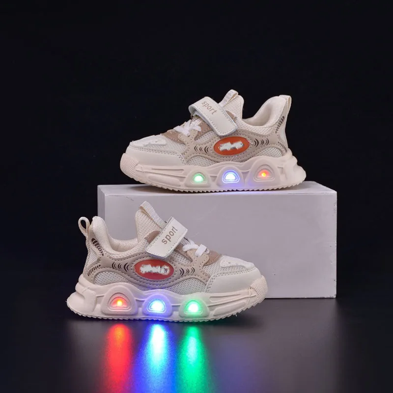 Tennis Shoe LED Children Trainer Cartoon Boy Casual Sneaker for Boy Kid Shoe for Girl Mesh Breathable Shoe Baby Illuminated Shoe