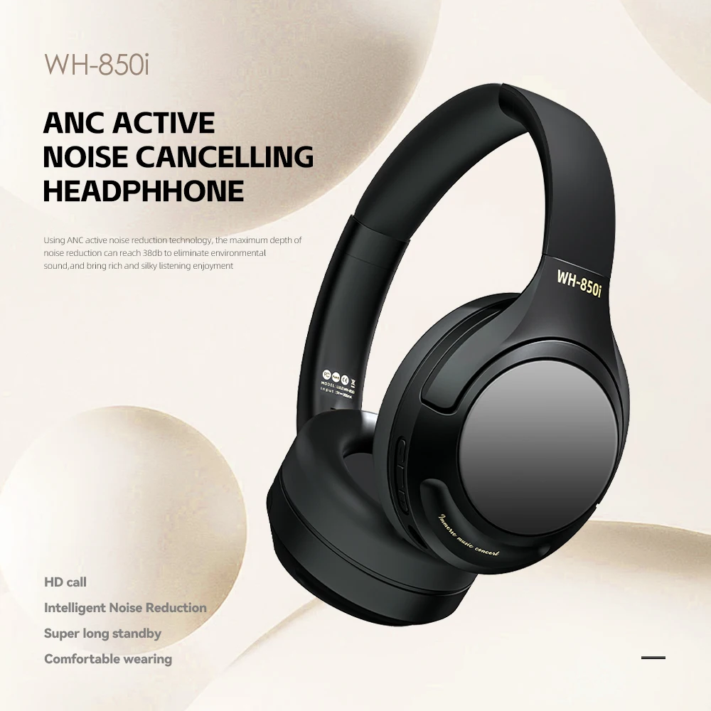 TECSIRE WH-850i Bluetooth Headphone Wireless Headset ANC Active Noise Cancelliing Over The Ear Hifi Stereo Bass With Microphone