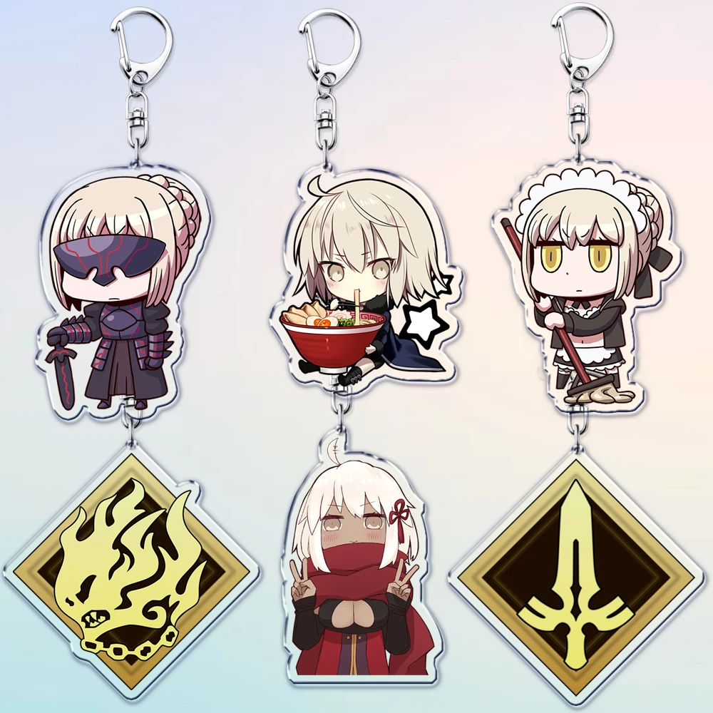 Hot Manga Game Manga Keychains for Accessories Bag Key Chain Fate Grand Order Saber Alter Zero Ring Fans Gifts Keyrings