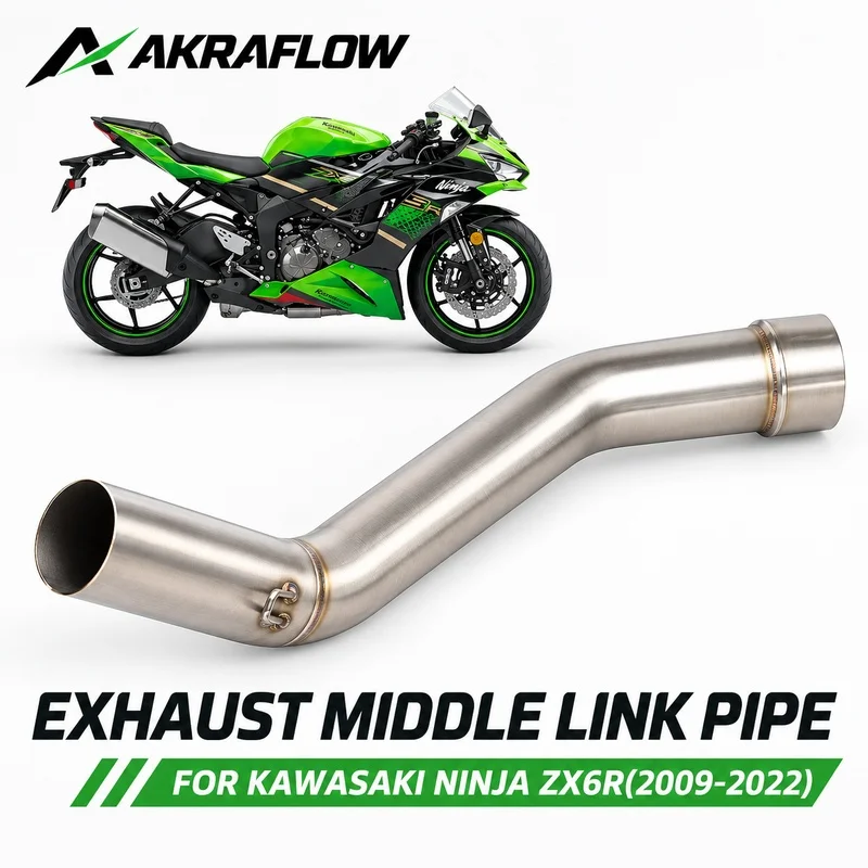 Motorcycle Exhaust Middle Link Pipe for Kawasaki Ninja ZX6R 2009-2019 Mid Connect Tube Modified Exhaust Replacement Accessory
