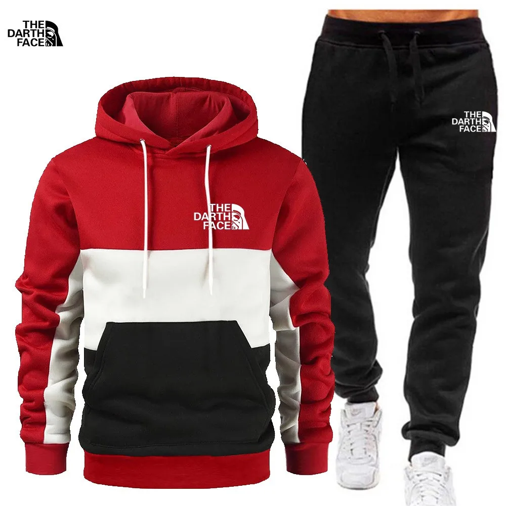 Homens mais velo Hoodie terno, três patchwork impresso lazer esportes, terceiro Hoodie, novo