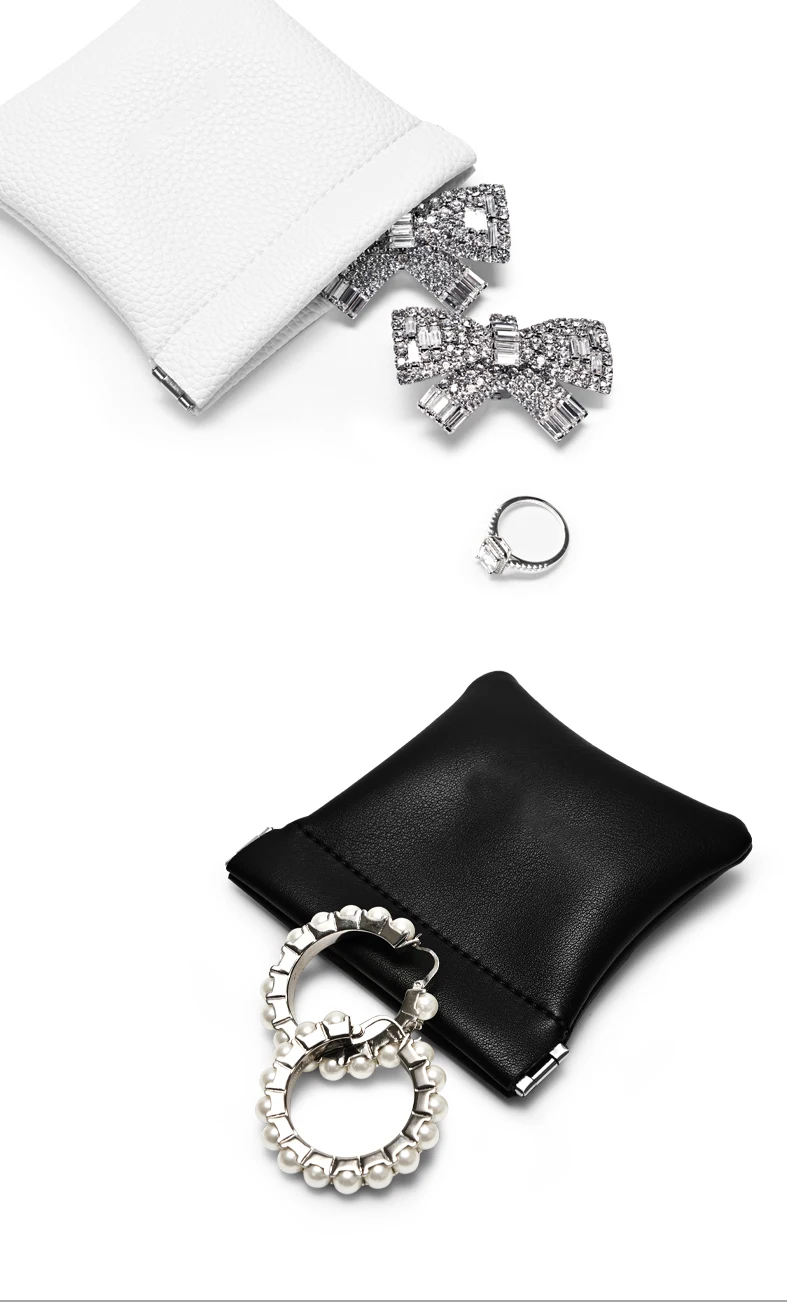 Oirlv 5 Stück Tragbare PU-Leder Schmuckbeutel mit Verschluss Aufbewahrungstasche für Ringe, Ohrringe, Halsketten Mehrfarbige Mini-Organizer – Detail 4