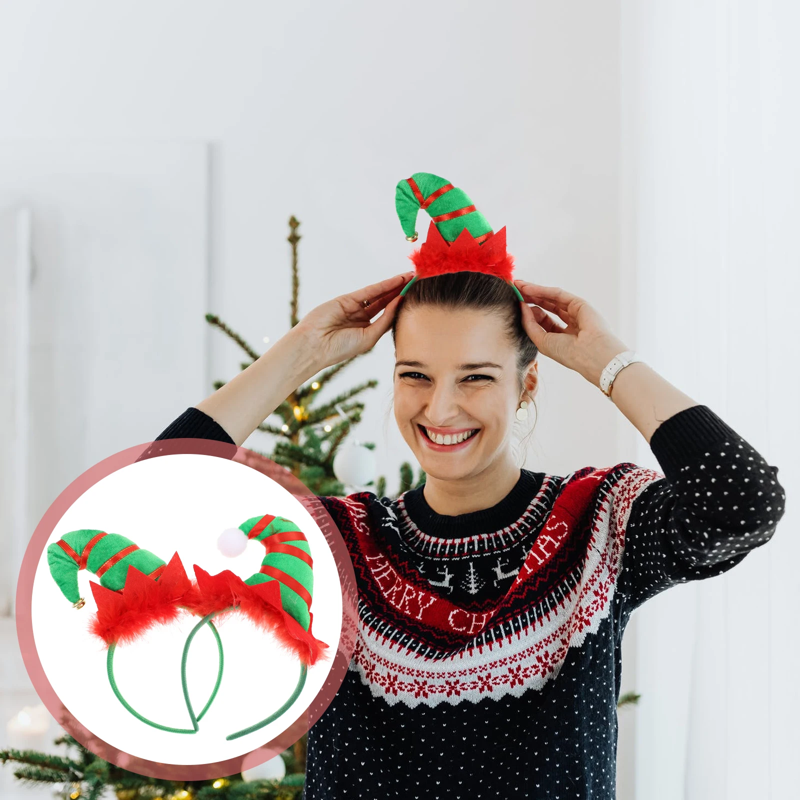 

2 шт., повязка на голову, костюм колокольчика, головной убор, повязки на голову для девочек, рождественские милые тканевые праздничные аксессуары для волос для девочек