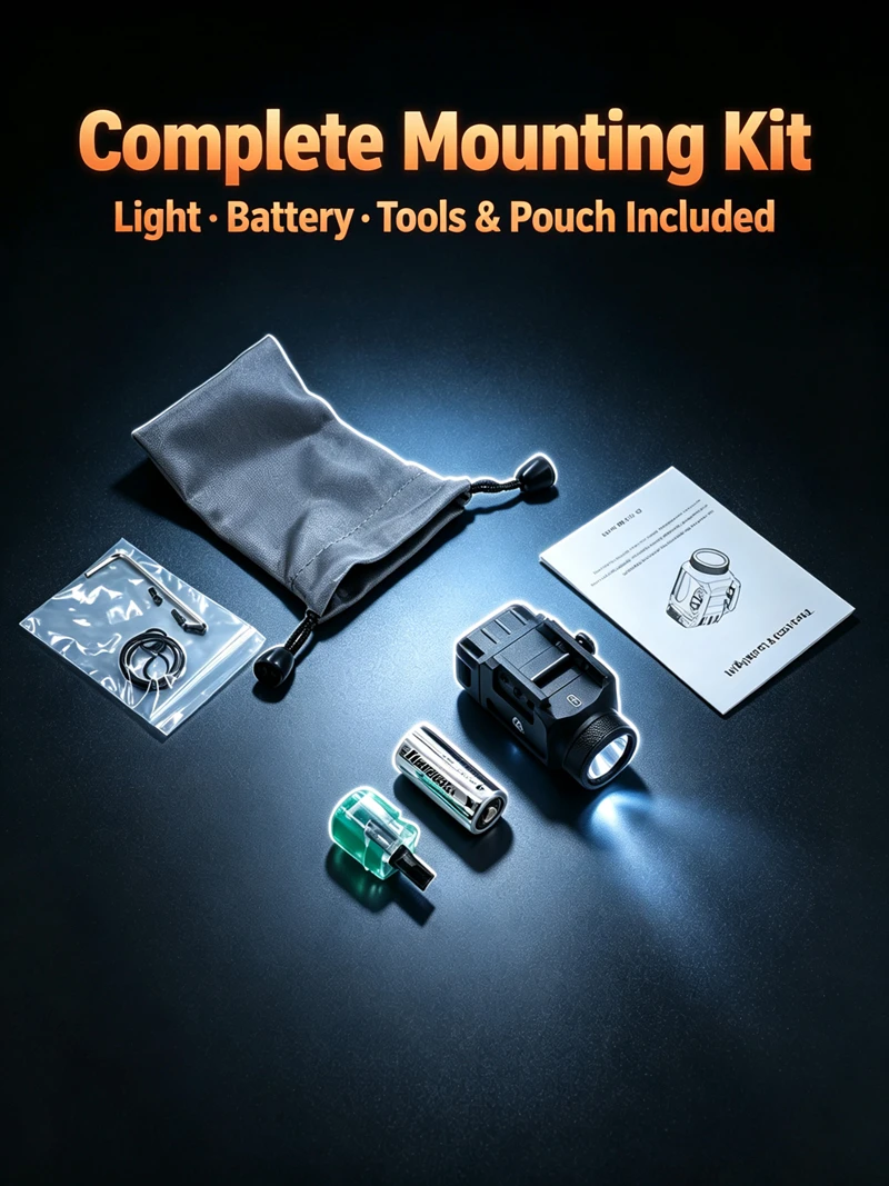 GL-02 500LM Taktische Schienenmontage-Taschenlampe CR123A 12 ° 115m Reichweite IPX5 Wasserdichtes Aluminium-Kompaktlicht für Jagd und Schießsport – Detail 7