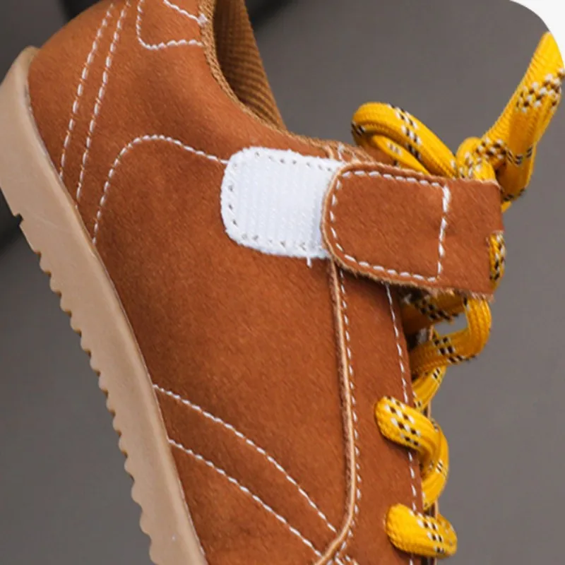 Picture 4: Genuine leather baby walking shoes boys' anti slip functional shoes new girls' toe cap board shoes Kids soft soled casual shoes