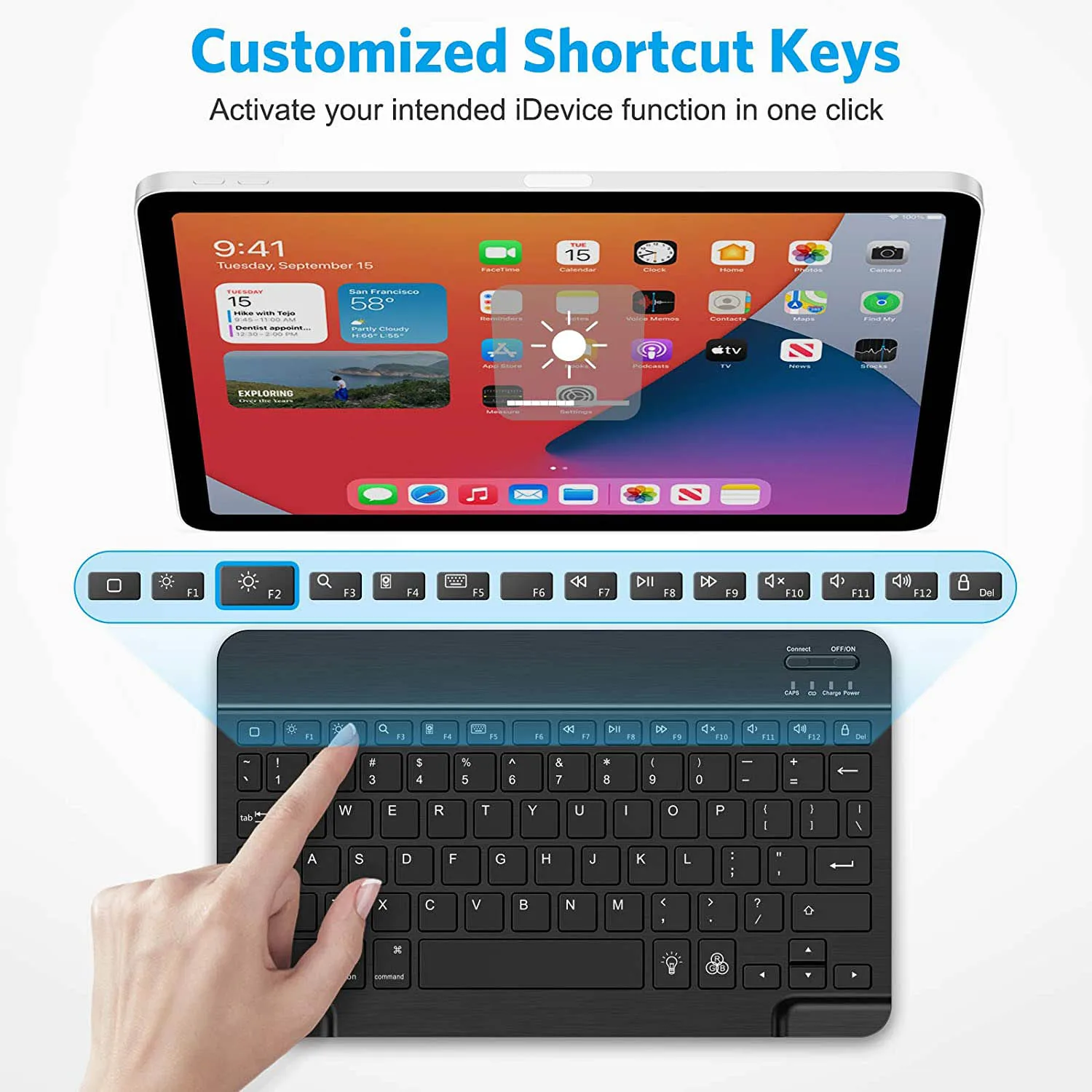 แป้นพิมพ์สำหรับแท็บเล็ต Android IOS Windows ไร้สาย Teclado แป้นพิมพ์ Bluetooth-ใช้งานร่วมกับ Rainbow Backlit คีย์บอร์ดสำหรับ iPad โทรศัพท์