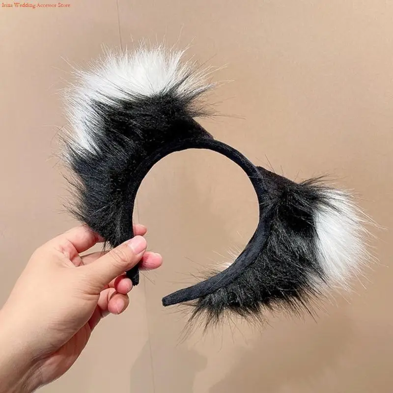 G92D Wolf Dog Wolf Cosplay Party Sexy Wolf Headband Animal Ear Animation Hair Hoop for  Con Role Play