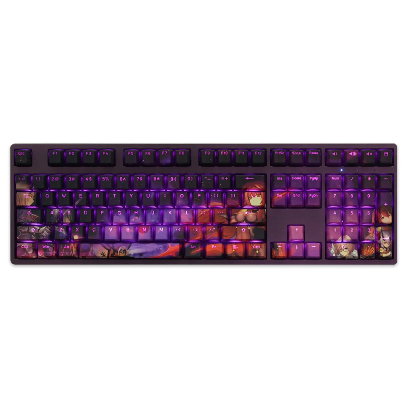 Fate/grand order 108 teclas pbt tintura sublimação keycap rgb pode transmitir luz anime keycaps para teclados de jogos mecânicos