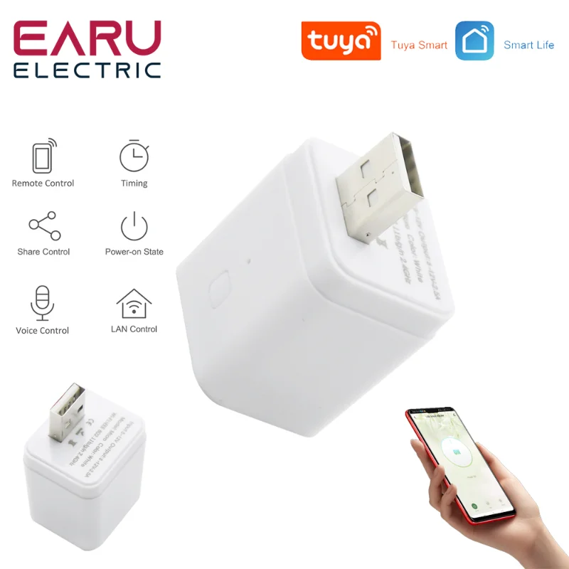 1/3pc Tuya Smart Wifi Micro Usb Adaptor Switch 5v Mini Usb Power Adaptor Smart Life Control Works With Alexa Google Yandex Alice