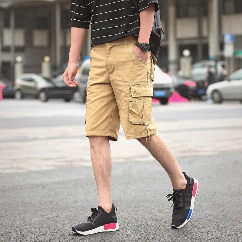 

2025 new summer workwear shorts for men, large-sized medium pants for men, solid-color casual five-inch pants for summer wear