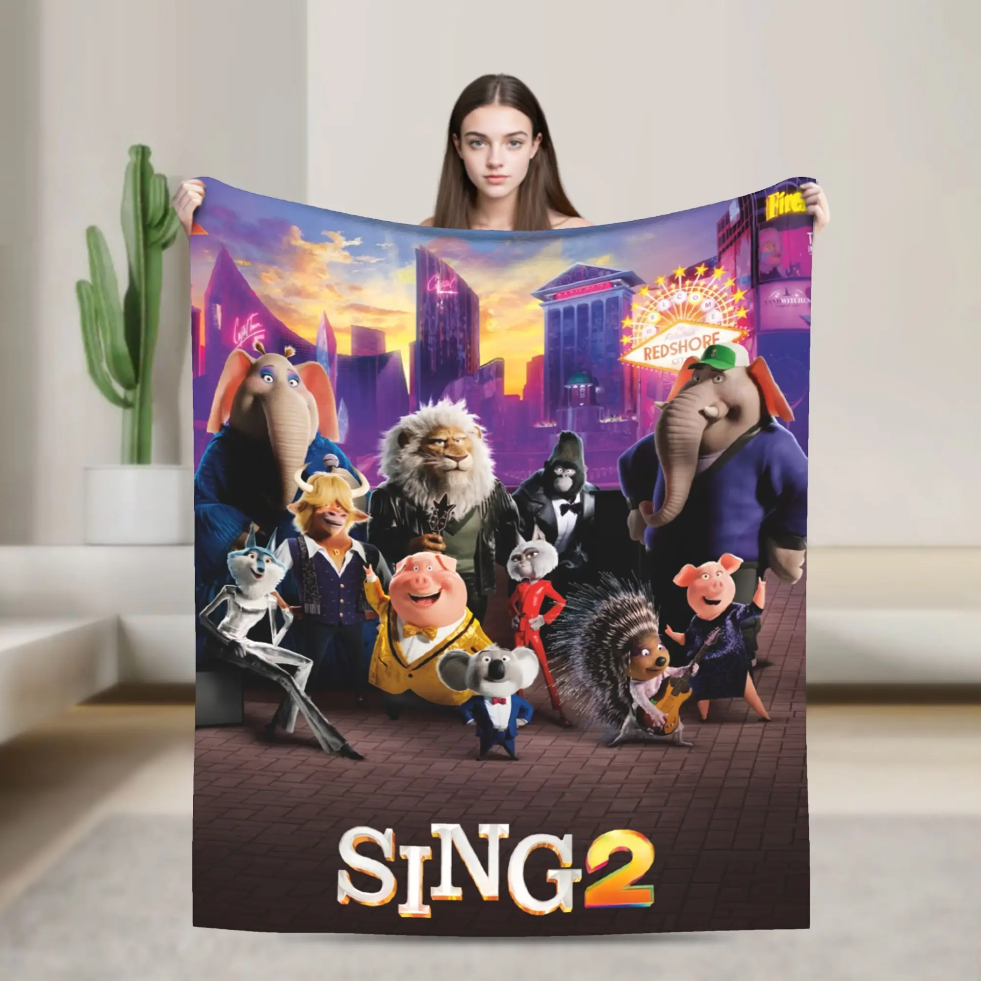 Sing 2 Movie Throw Blanket for Couch  Fuzzy Soft Plush Blanket 50x60 Inch Multi-size Bedspreads for All Seasons
