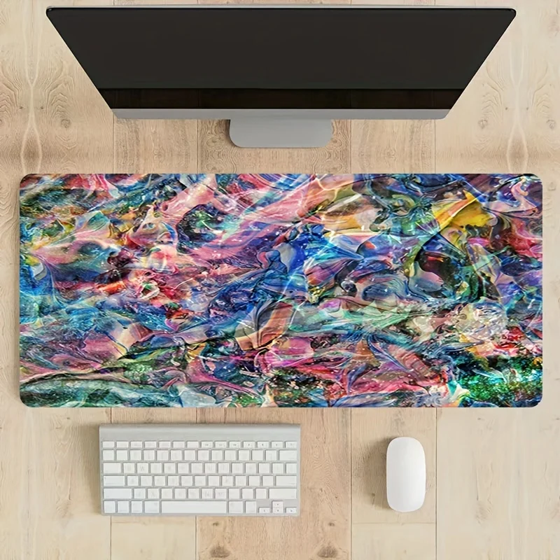 Abstract Colorful Swirl Large Desk Mat Non-Slip Rubber Gaming Mouse Pad for Office