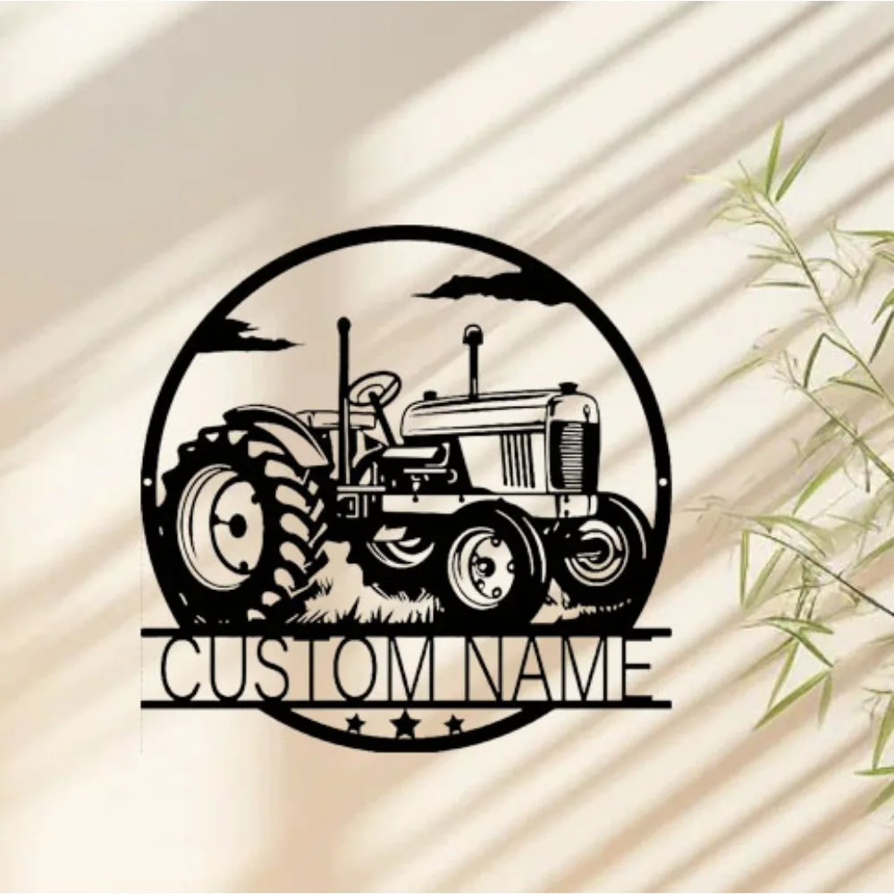 

A Must Have for New Homes 1pc Tailored Metal Wall Art Personalized Hollow Tractor Sign with Custom Name for Porch or Living Room