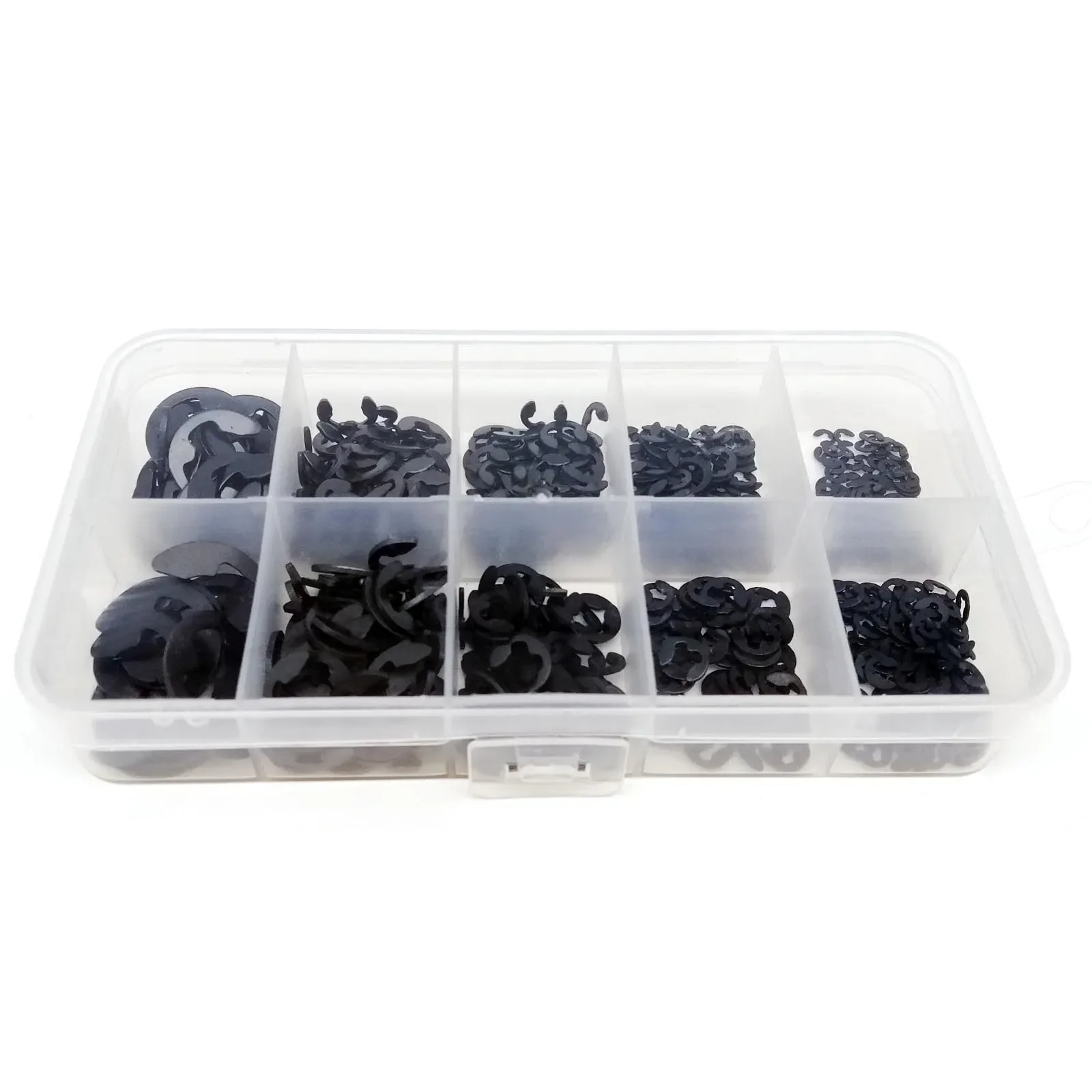 580pcs/box Assortment Kit Set E Circlip Shaft External Retaining Ring Clip Washer 10 Size Stainless Steel Carbon Steel images - 6