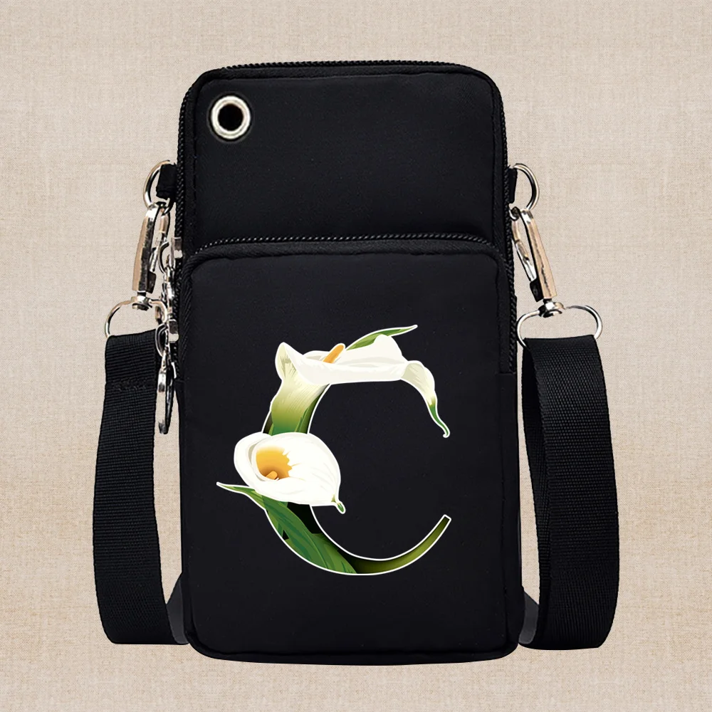 Universal Handy Tasche für Samsung/iPhone/Huawei/HTC/LG Fall Brieftasche Blume Brief Name Muster outdoor Sport Arm Geldbörse Tasche