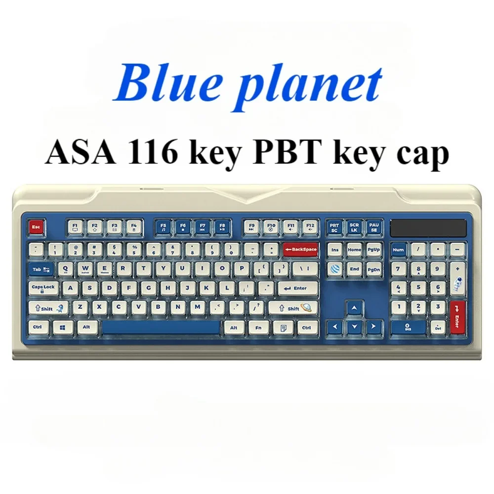 ASA tombol Planet biru PBT 116 tombol, dipersonalisasi, adaptasi sublimasi Aksesori keyboard mekanik disesuaikan