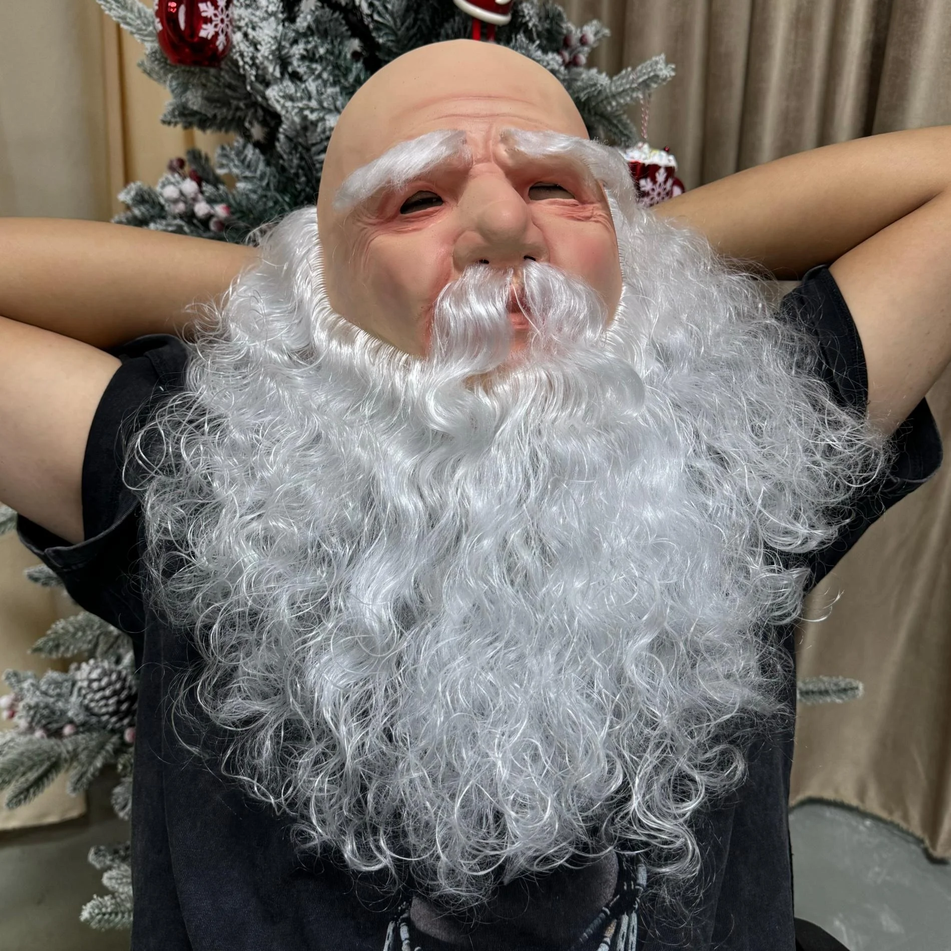 1 قطعة قناع عيد الميلاد سانتا كلوز تأثيري قناع الكبار اللاتكس عيد الميلاد البدلة زي عيد الميلاد عطلة حفلة زي الدعائم