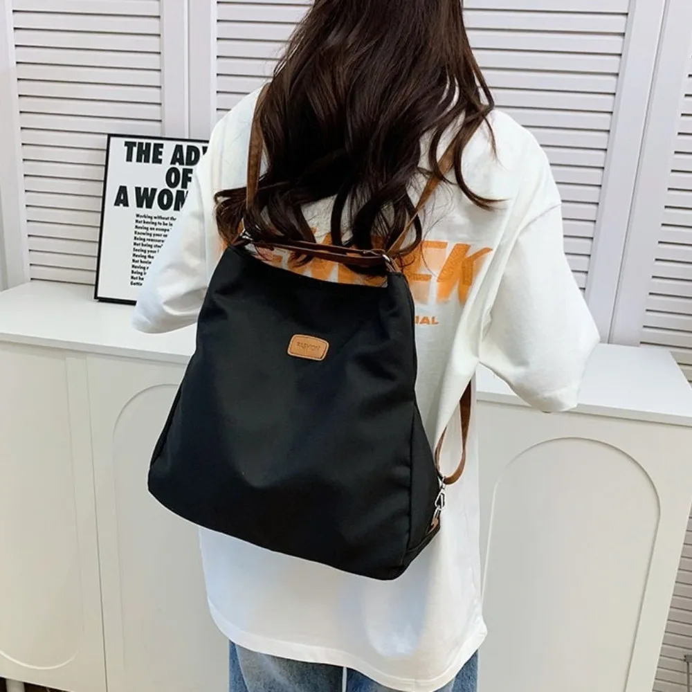 Zaini a tracolla in nylon a doppio uso Borsa tote multifunzionale in tela tinta unita Borsa a secchiello stile coreano Borsa a tracolla per ragazze