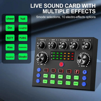 V8S Live Sound Card Wireless Bluetooth DJ Device Live Broadcast Sound Card with RGB Colorful Buttons BM-800 Microphone Sound Ca