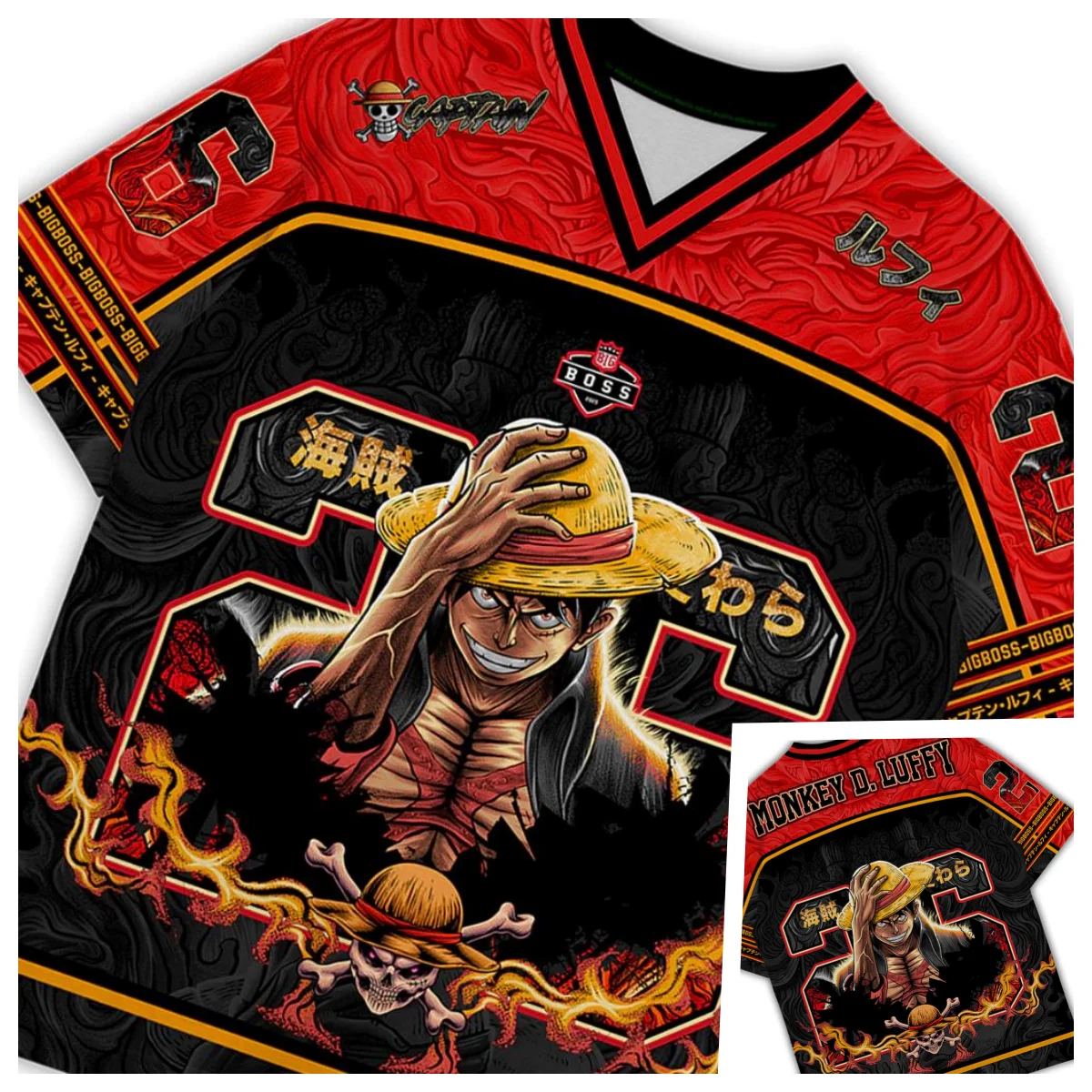 Summer 2026 One Piece Munch D. Luffy Theme Sports Jersey Wind 3D Print Breathable Quick Drying T-shirt Men and Women Parent Tops