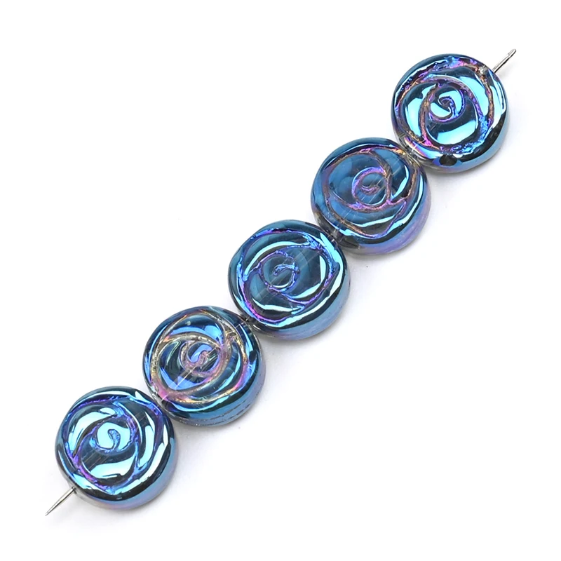 10MM Crystal Rose Beads Round Flat Glass Pendant Beads DIY Hairpin Beaded Bracelet Chain Accessories  Material 30pcs/Pack