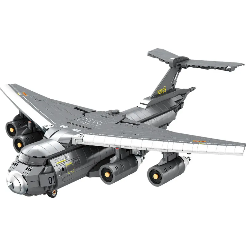 1561pcs Military Y-20 Large Transport Aircraft Building Blocks - Fighter Plane Educational Assembly Toy for Birthday Gifts