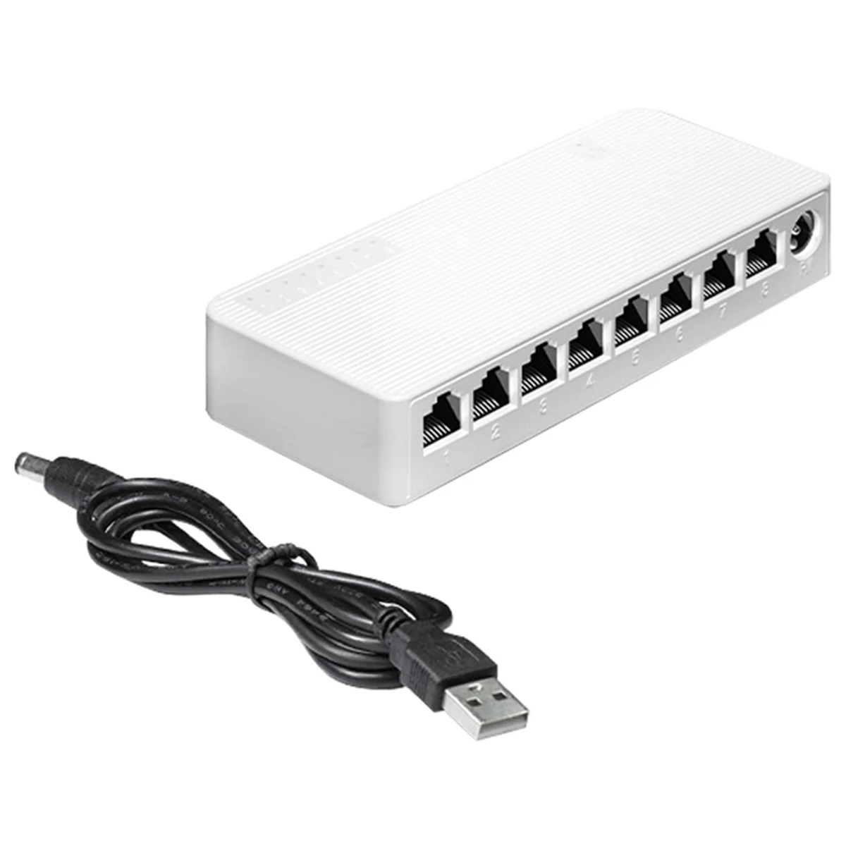 8 Port 100Mbps Ethernet Switch Mini Switch Portable Ethernet Splitter Hub with USB Cable for Home Office Dormitory