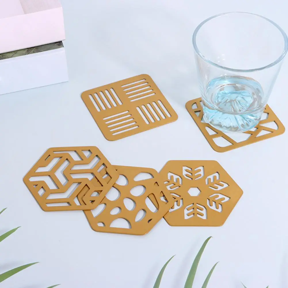 

Metal Coasters Rust-resistant Coasters Elegant European Geometric Coaster Set for Coffee Mugs Heat-resistant Waterproof Metal